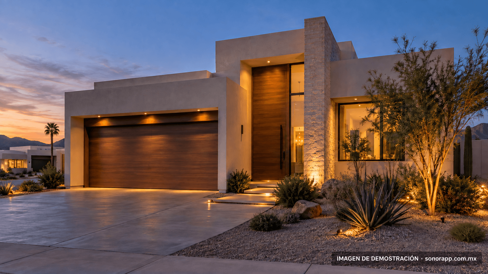 DEMO · Casa contemporánea con iluminación exterior